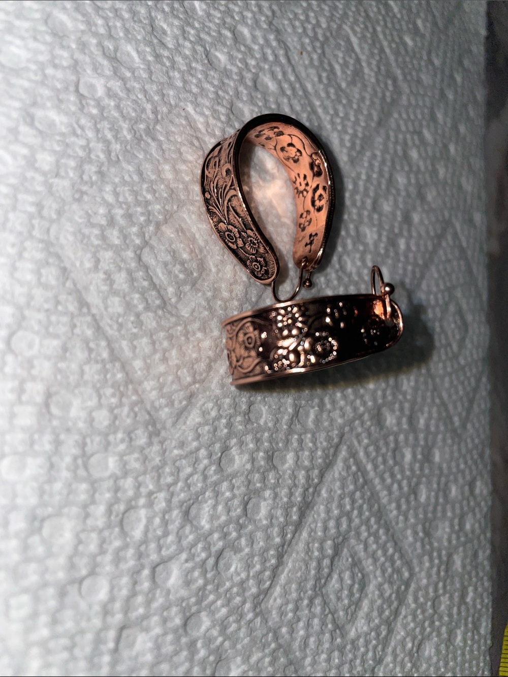 Copper Floral Engraved Hoop Earrings